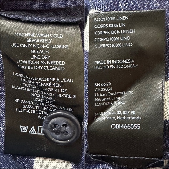 Anthropologie Maeve Top Women’s Buttondown Surf 100% Linen Navy Dot Shirt Sz XS - Picture 10 of 12